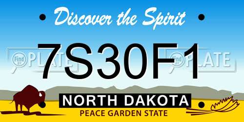 7S30F1 North Dakota License Plate
