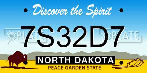 7S32D7 North Dakota License Plate