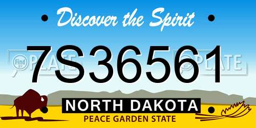 7S36561 North Dakota License Plate