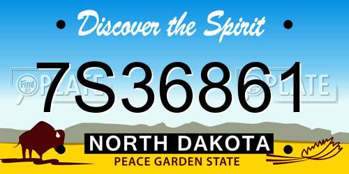 7S36861 North Dakota License Plate