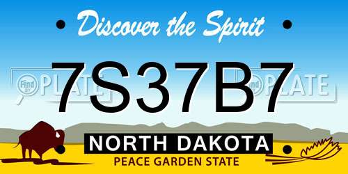 7S37B7 North Dakota License Plate