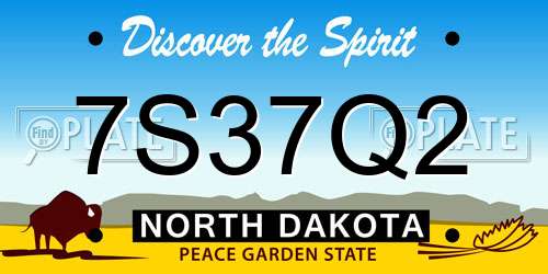 7S37Q2 North Dakota License Plate