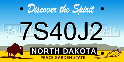 7S40J2 North Dakota License Plate