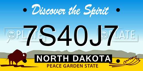 7S40J7 North Dakota License Plate