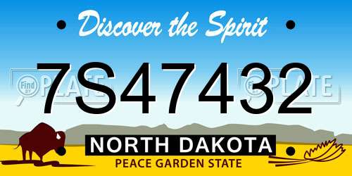 7S47432 North Dakota License Plate