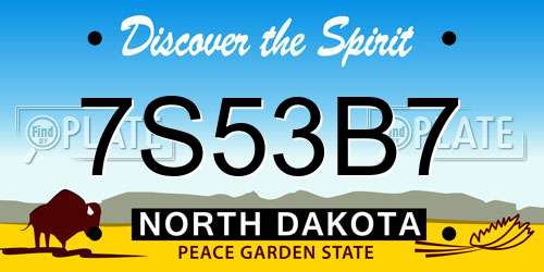 7S53B7 North Dakota License Plate
