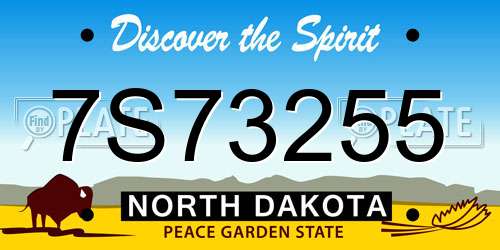 7S73255 North Dakota License Plate