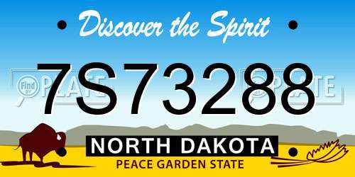 7S73288 North Dakota License Plate