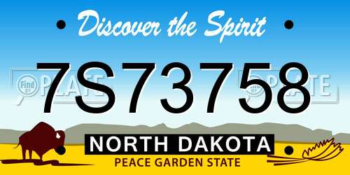 7S73758 North Dakota License Plate