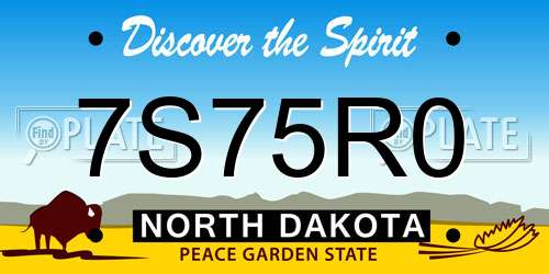 7S75R0 North Dakota License Plate