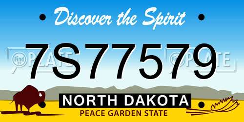 7S77579 North Dakota License Plate