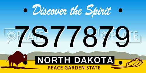 7S77879 North Dakota License Plate