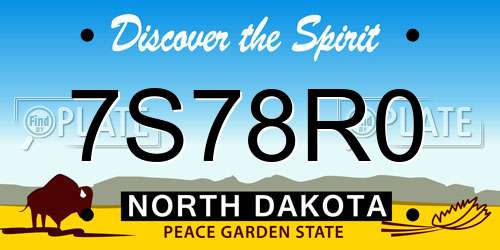 7S78R0 North Dakota License Plate