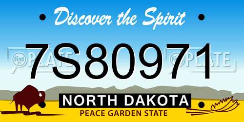 7S80971 North Dakota License Plate
