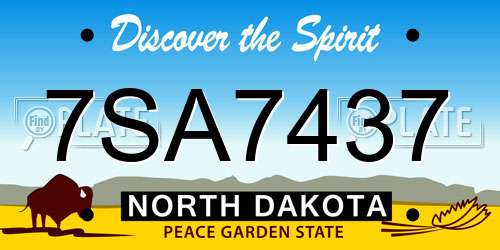 7SA7437 North Dakota License Plate
