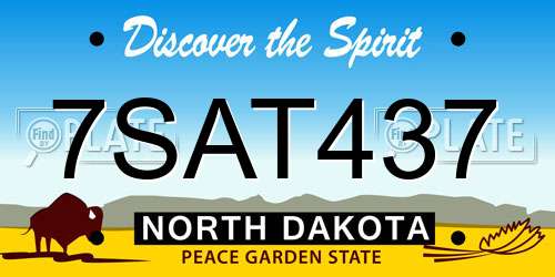 7SAT437 North Dakota License Plate