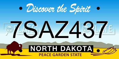 7SAZ437 North Dakota License Plate