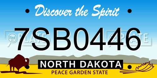 7SB0446 North Dakota License Plate