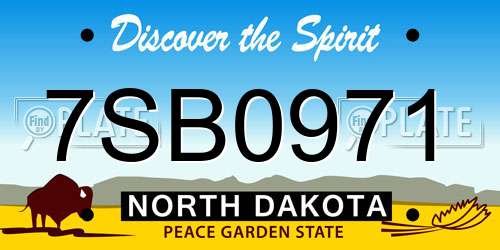 7SB0971 North Dakota License Plate