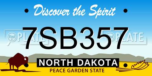 7SB357 North Dakota License Plate