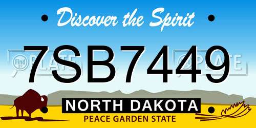 7SB7449 North Dakota License Plate