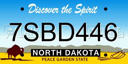 7SBD446 North Dakota License Plate