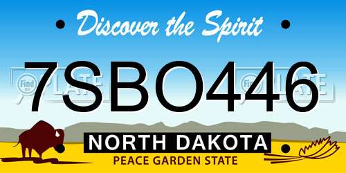 7SBO446 North Dakota License Plate
