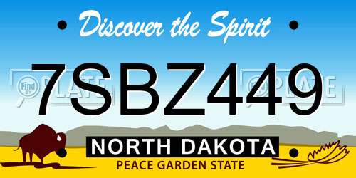 7SBZ449 North Dakota License Plate