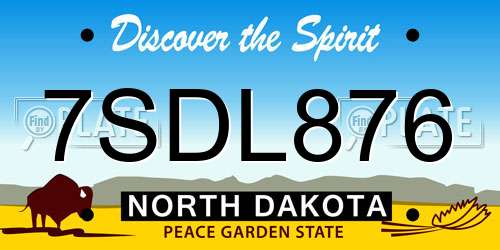 7SDL876 North Dakota License Plate