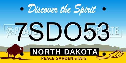 7SDO53 North Dakota License Plate