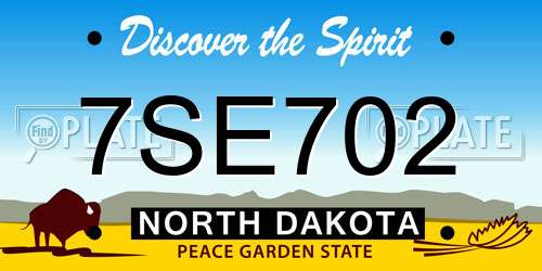 7SE702 North Dakota License Plate