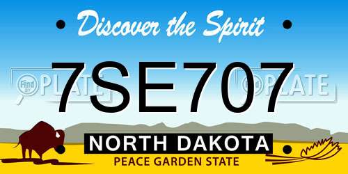 7SE707 North Dakota License Plate