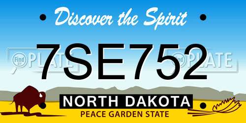 7SE752 North Dakota License Plate