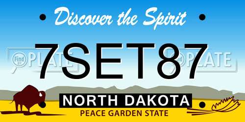 7SET87 North Dakota License Plate