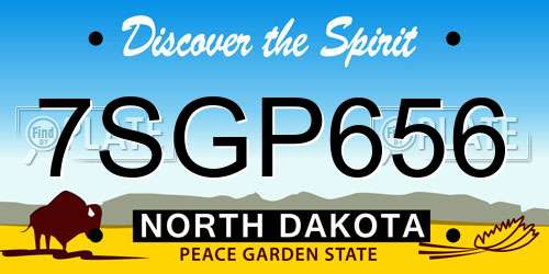 7SGP656 North Dakota License Plate