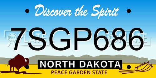 7SGP686 North Dakota License Plate