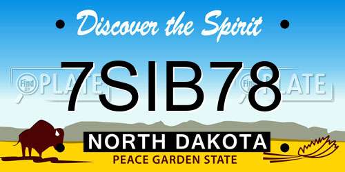 7SIB78 North Dakota License Plate