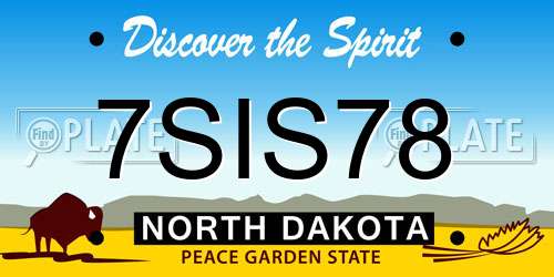 7SIS78 North Dakota License Plate