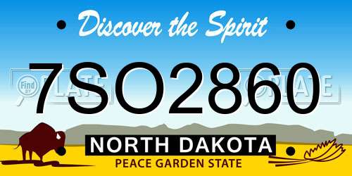 7SO2860 North Dakota License Plate