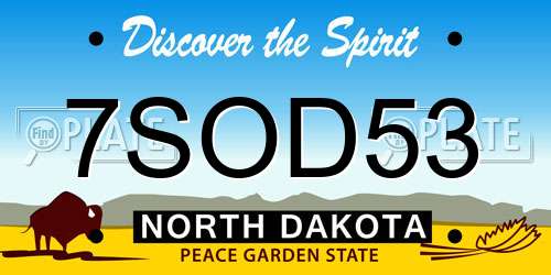 7SOD53 North Dakota License Plate
