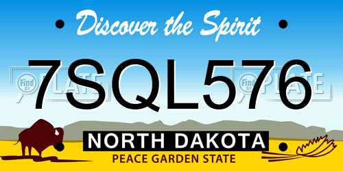 7SQL576 North Dakota License Plate