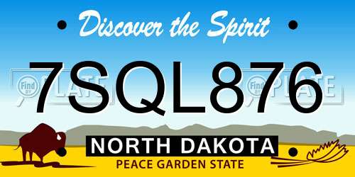 7SQL876 North Dakota License Plate