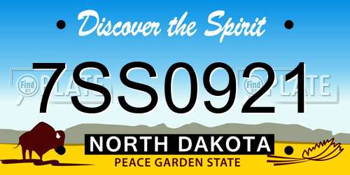 7SS0921 North Dakota License Plate