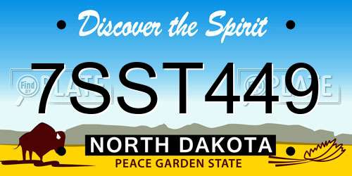 7SST449 North Dakota License Plate