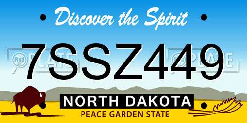 7SSZ449 North Dakota License Plate