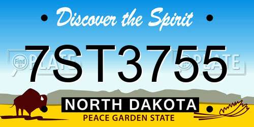 7ST3755 North Dakota License Plate