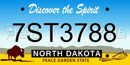 7ST3788 North Dakota License Plate
