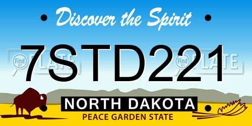 7STD221 North Dakota License Plate