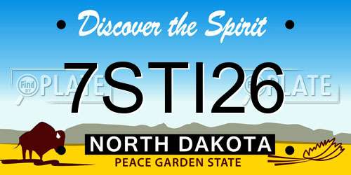 7STI26 North Dakota License Plate
