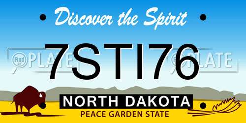 7STI76 North Dakota License Plate